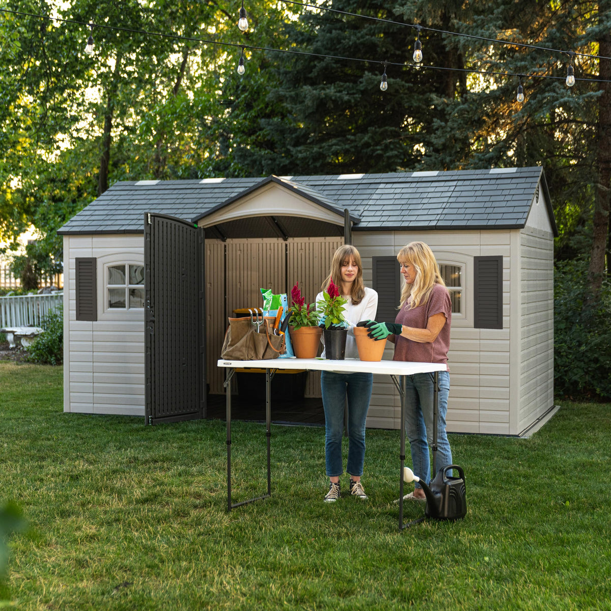 15x8 Ft Desert Sand Resin Outdoor Storage Shed B3806