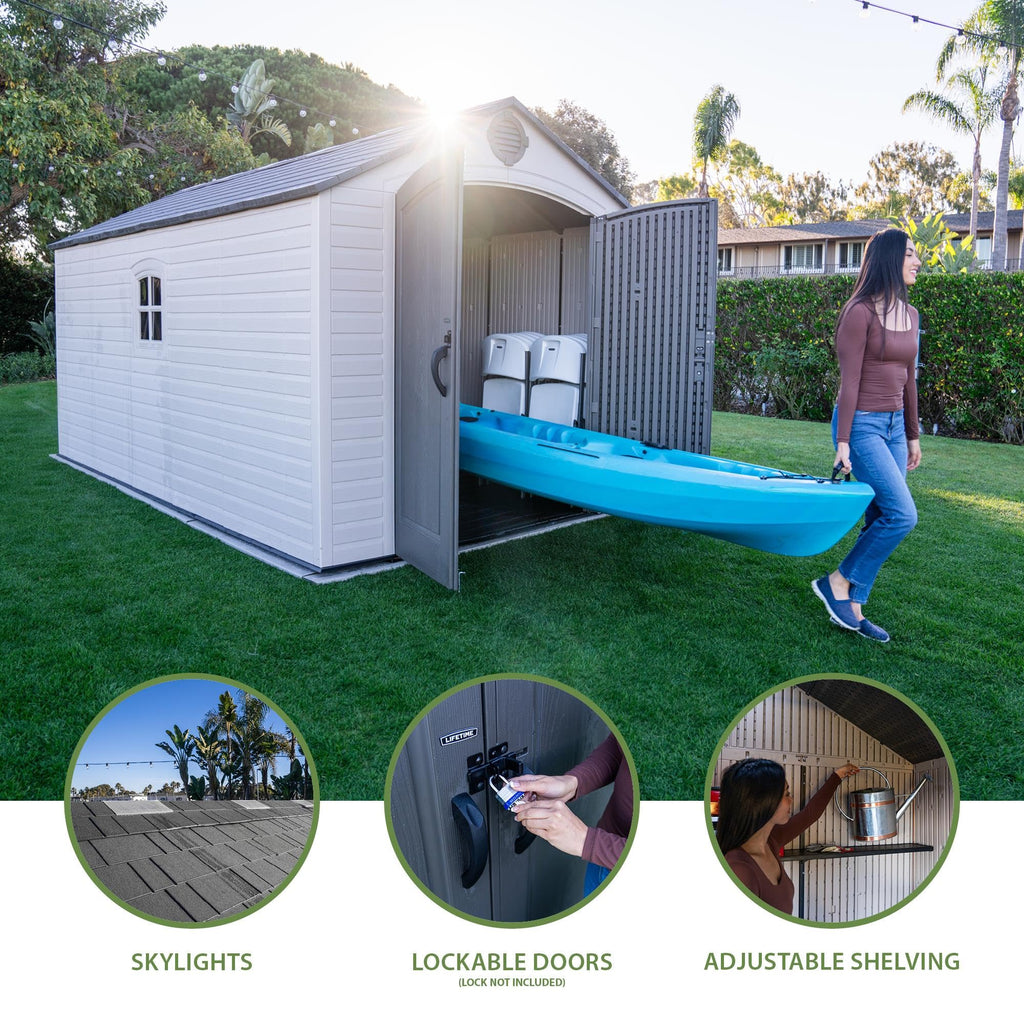 8x15 Ft Desert Sand Resin Outdoor Storage Shed K32567