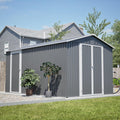12x8 FT Galvanized Steel Storage Shed with Lockable Doors Z605