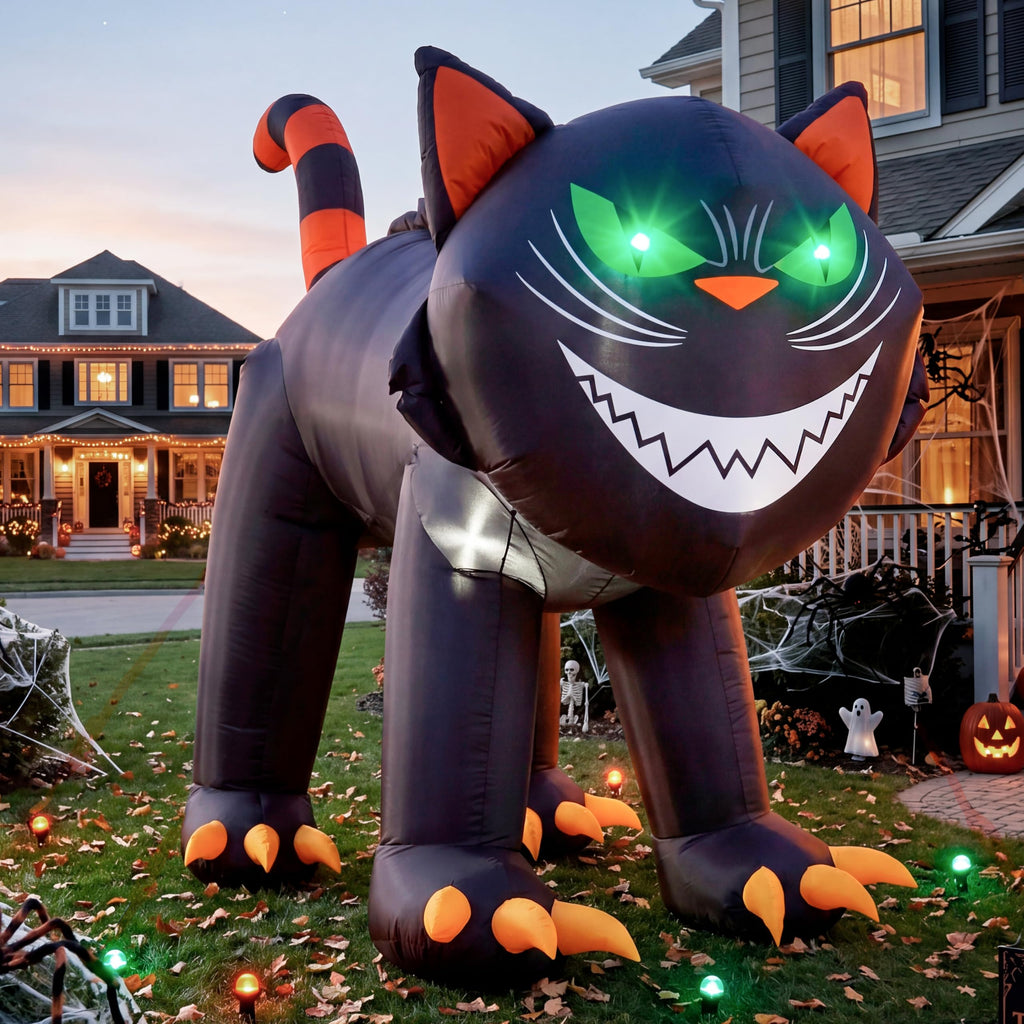 7 ft Black Cat Inflatable with LED Lights W964