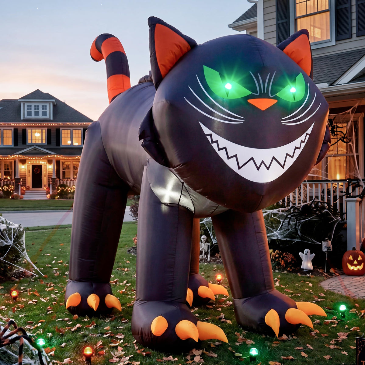 7 ft Black Cat Inflatable with LED Lights W964