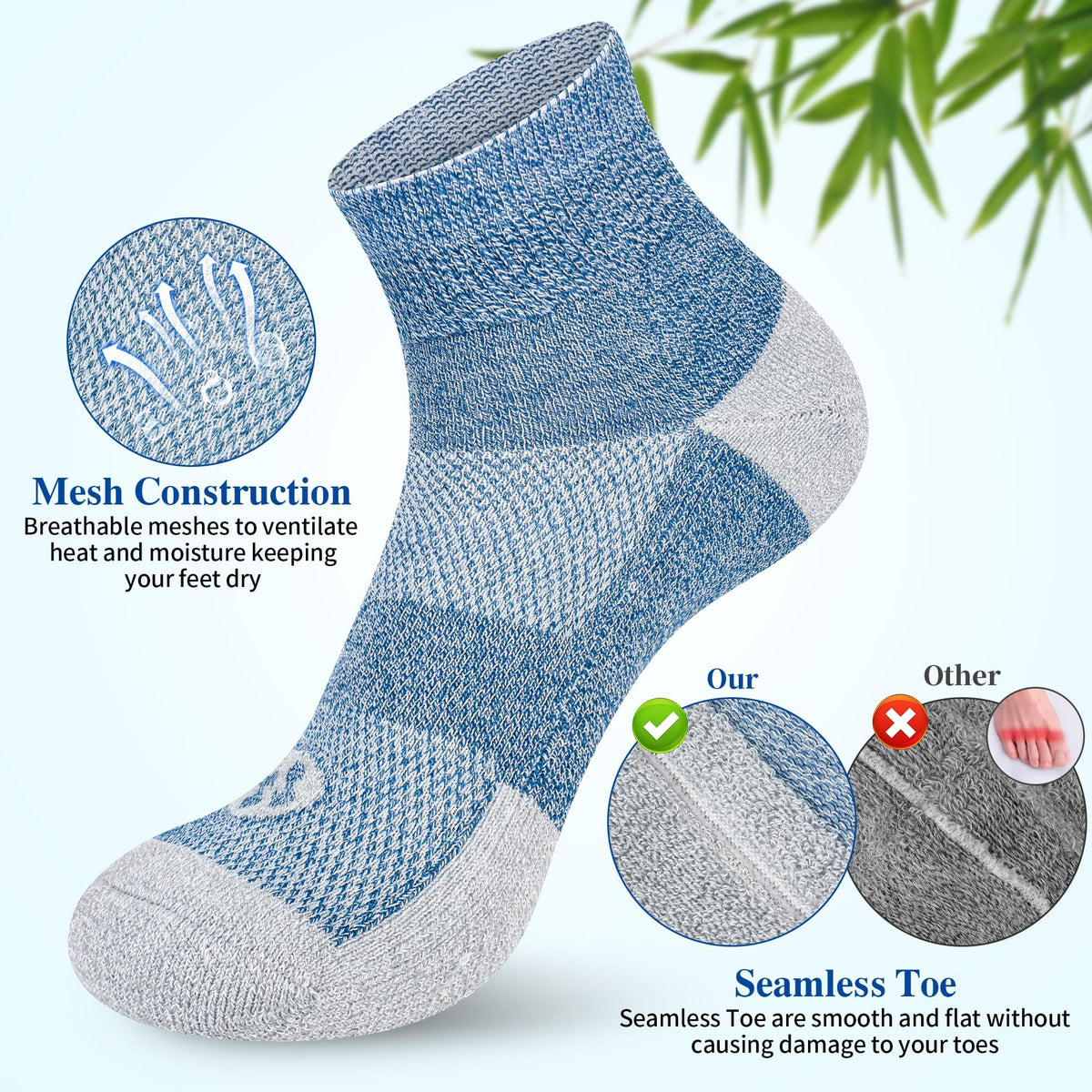 Diabetic Socks for Men, 10 Pairs Ankle & Low Cut Size 9-15 U40821