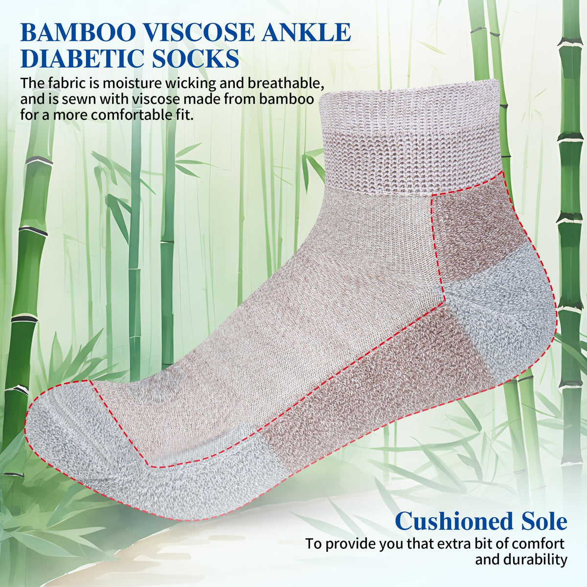 Diabetic Socks for Men, 10 Pairs Ankle & Low Cut Size 9-15 U40821