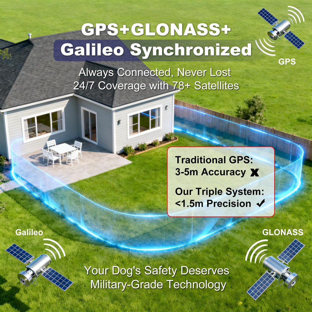 Wireless GPS Dog Fence Collar, 65–9,840 ft Radius, IPX7 Waterproof M114