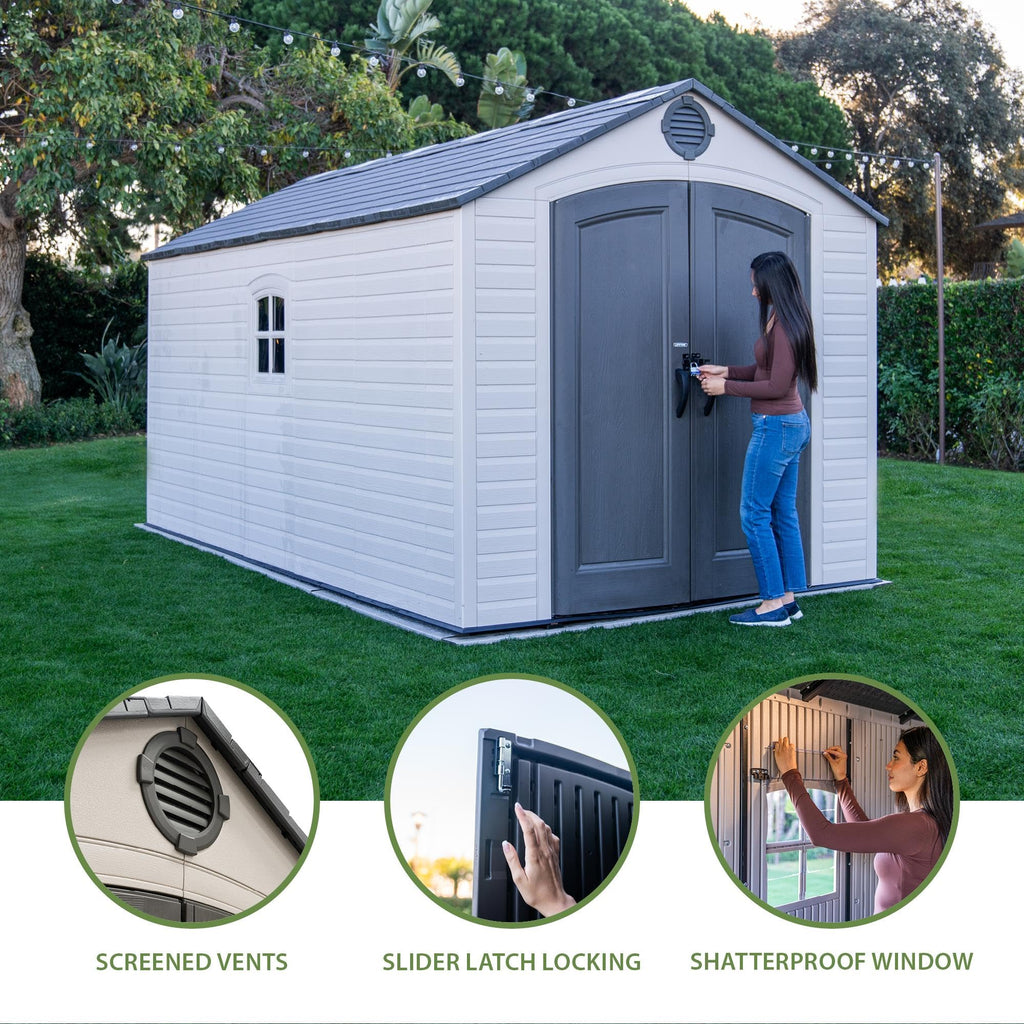 8x15 Ft Desert Sand Resin Outdoor Storage Shed K32567