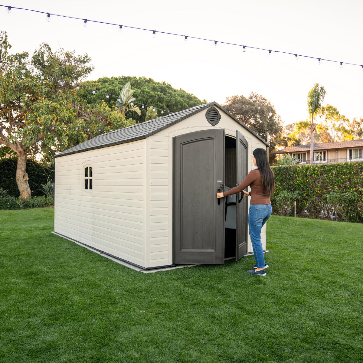 8x15 Ft Desert Sand Resin Outdoor Storage Shed K32567