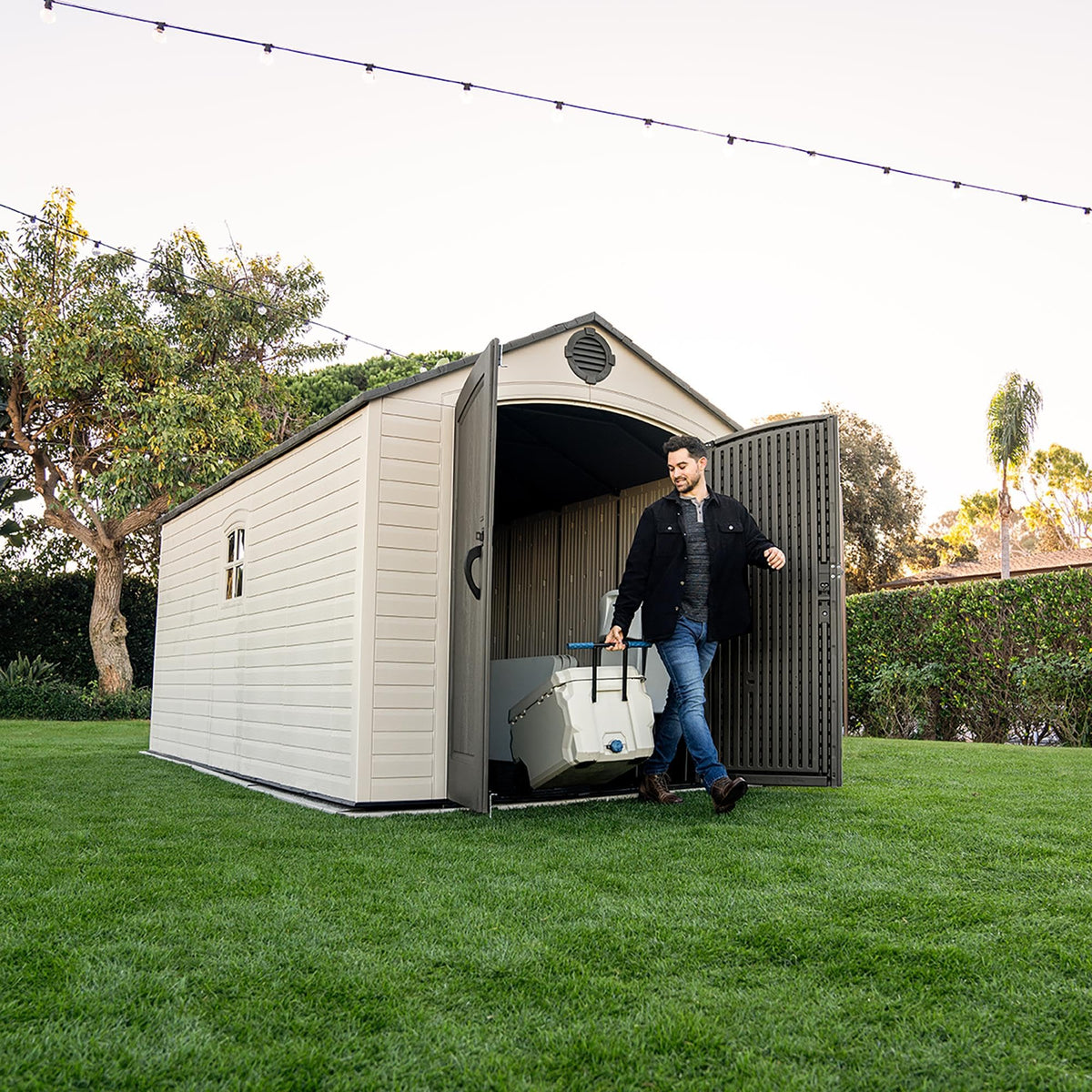8x15 Ft Desert Sand Resin Outdoor Storage Shed K32567
