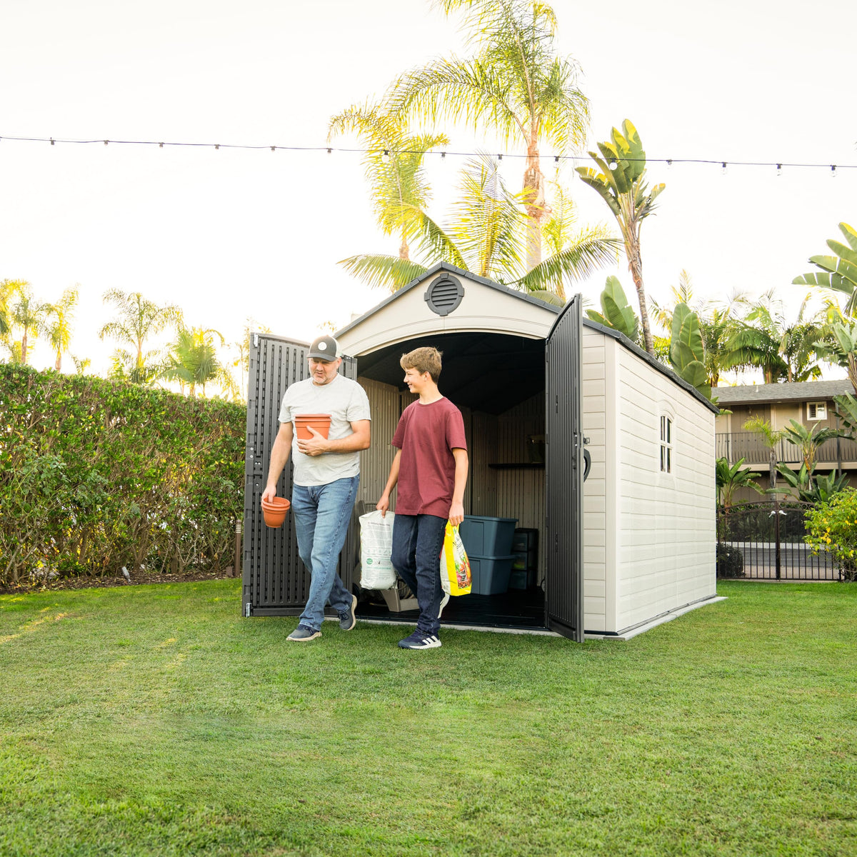 8x15 Ft Desert Sand Resin Outdoor Storage Shed K32567