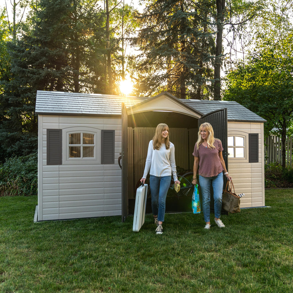 15x8 Ft Desert Sand Resin Outdoor Storage Shed B3806
